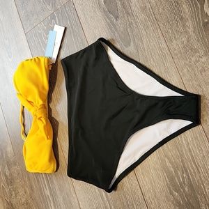 Yellow and black bikini